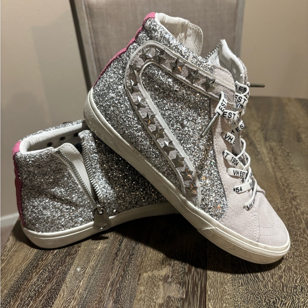 Vintage Havana Ray Silver Glitter High-Top Sneakers